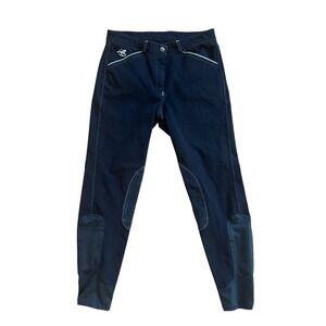 Piper SmartPak Navy‎ Blue Knee Patch Equestrian Riding Breeches Womens 28R